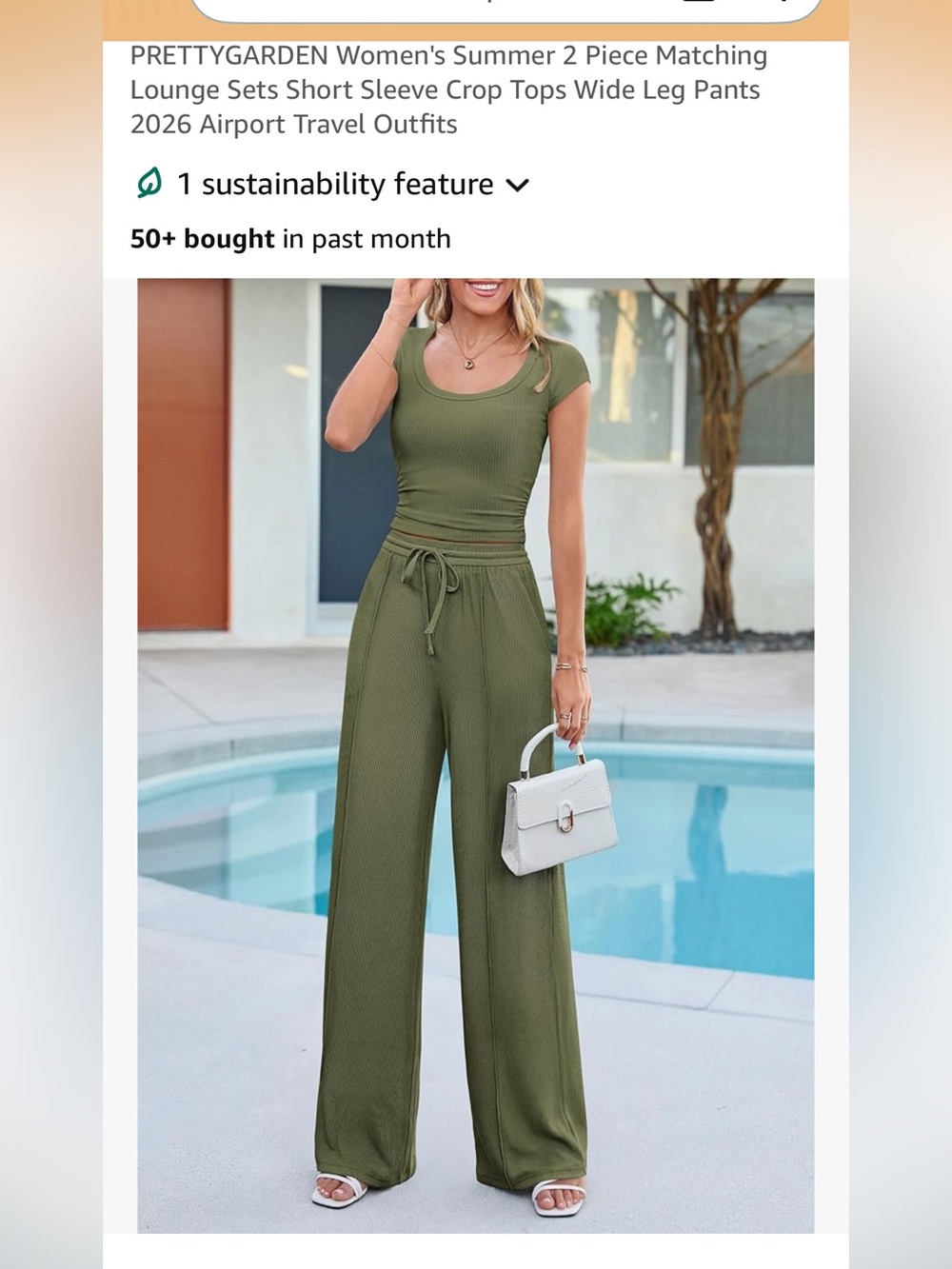 Women's Olive Wide-Leg Ribbed set